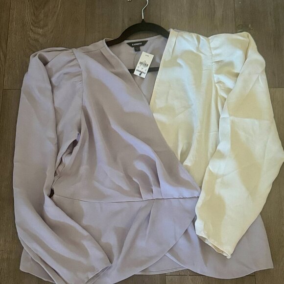 Express Colorblock Puff Sleeve Wrap Top – Size XL - Picture 1 of 4
